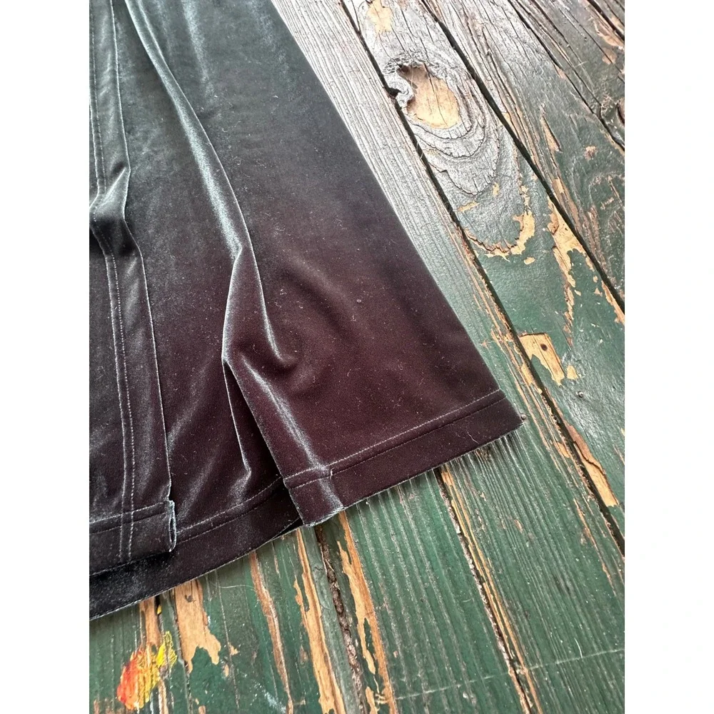 Jones New York Sport Velvet Maxi Skirt Green Wrap Slit Stretch Small A3662